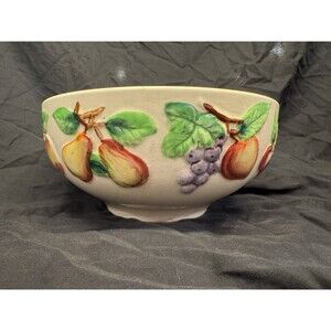 Vintage Ceramic Salad/Fruit Bowl with Embossed Fruit Decoration